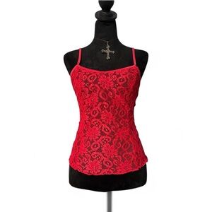 Y2K Red Lace Sheer Camisole